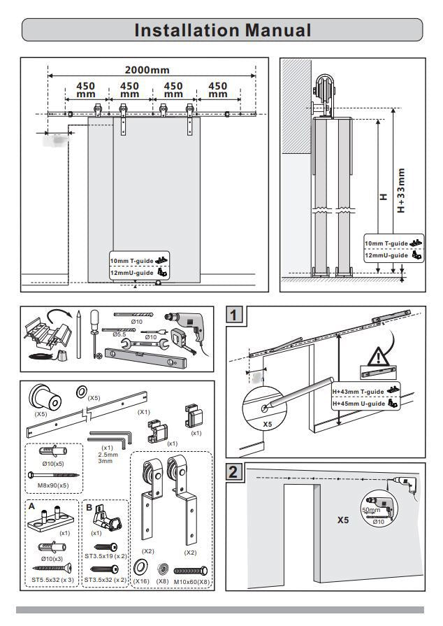 Classic Black Single Rail Bypass Kit BP02 | Sliding Door Hardware Melbourne